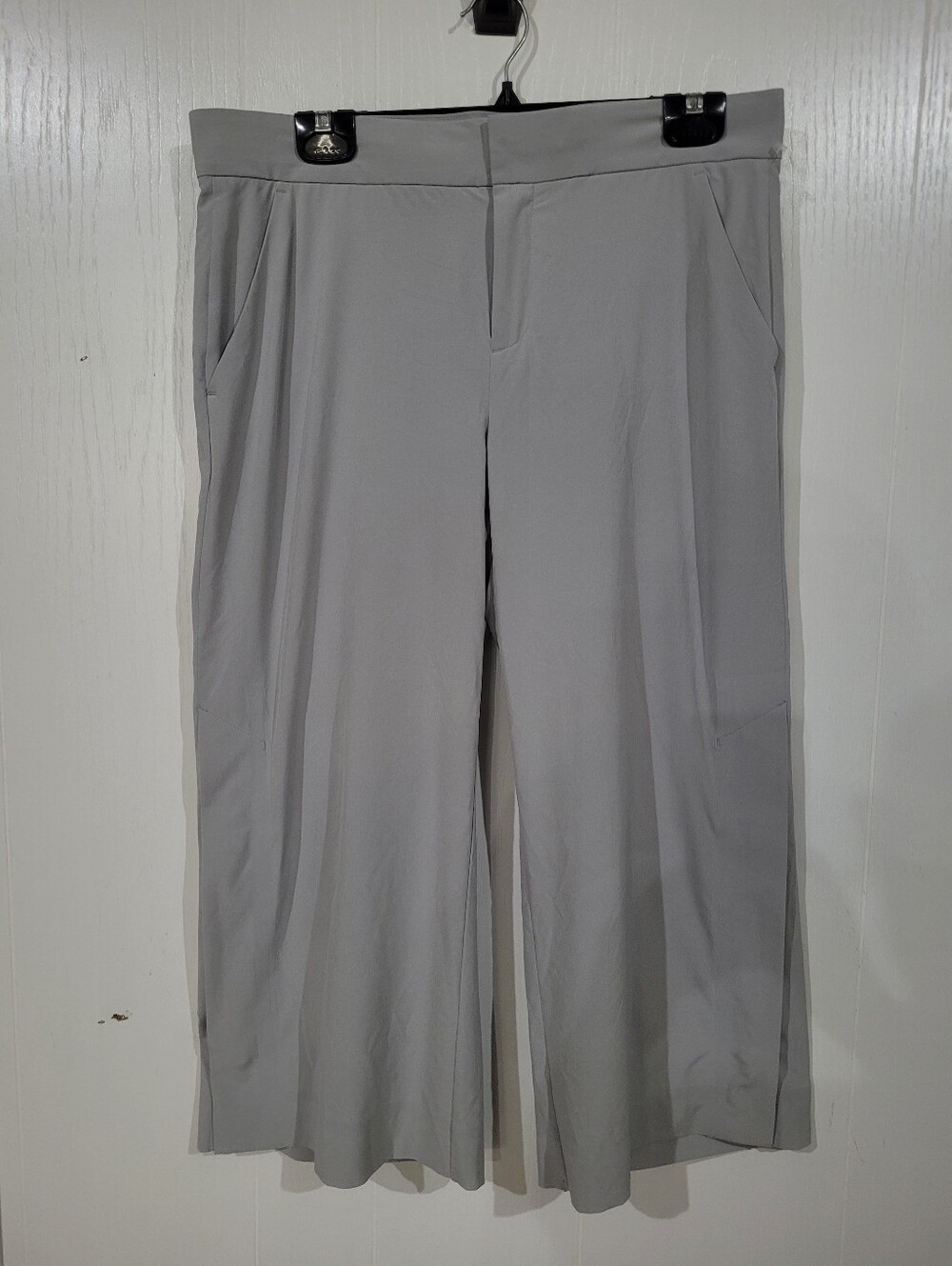 Athleta Tribeca Womens Light Gray Wide Leg Pants Size 10 Petite